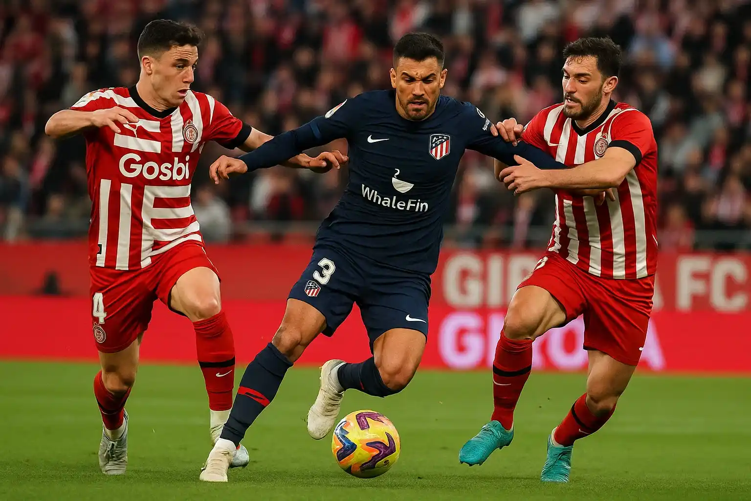 Girona vs Atletico Madrid - Soi kèo bóng đá 19:00 - 25/5 2 Pha tranh chấp quyết liệt trong trận Girona vs Atletico Madrid.